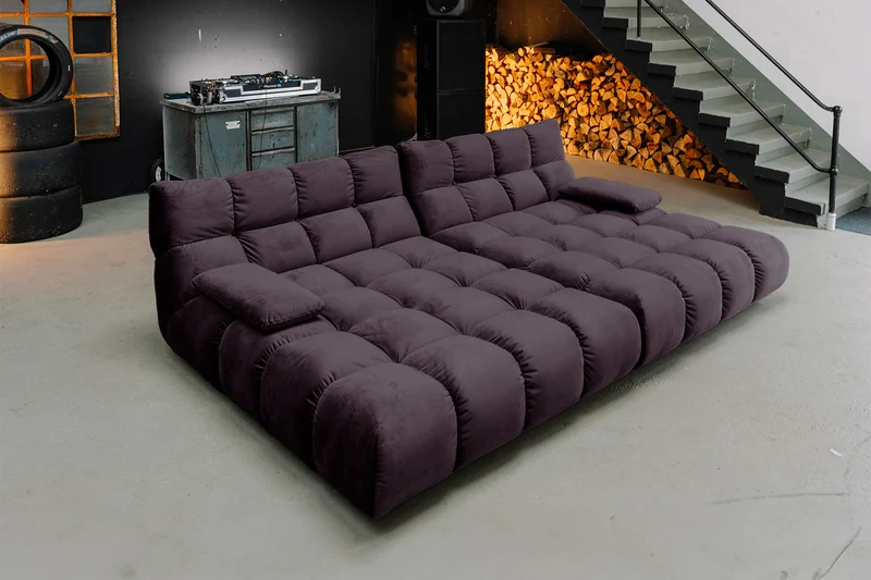 KAWOLA Big Sofa VIVIEN Velvet purple