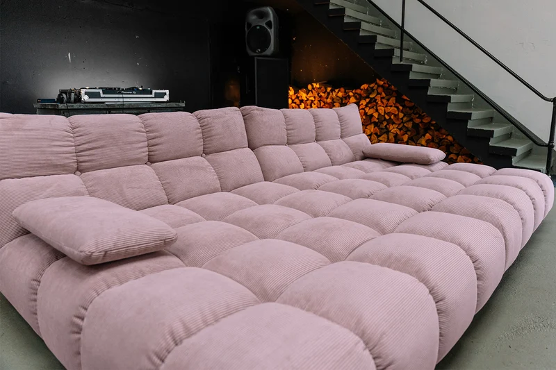 KAWOLA Big Sofa VIVIEN Feincord rosa