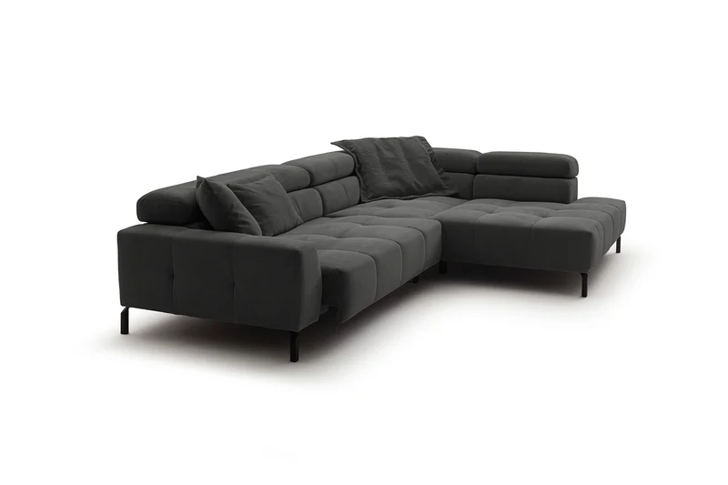 KAWOLA Sofa OHIO Ecksofa Feincord anthrazit