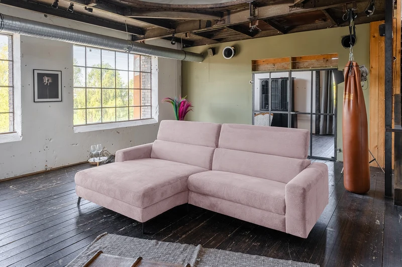 KAWOLA Sofa LAISKA Ecksofa Cord rosa