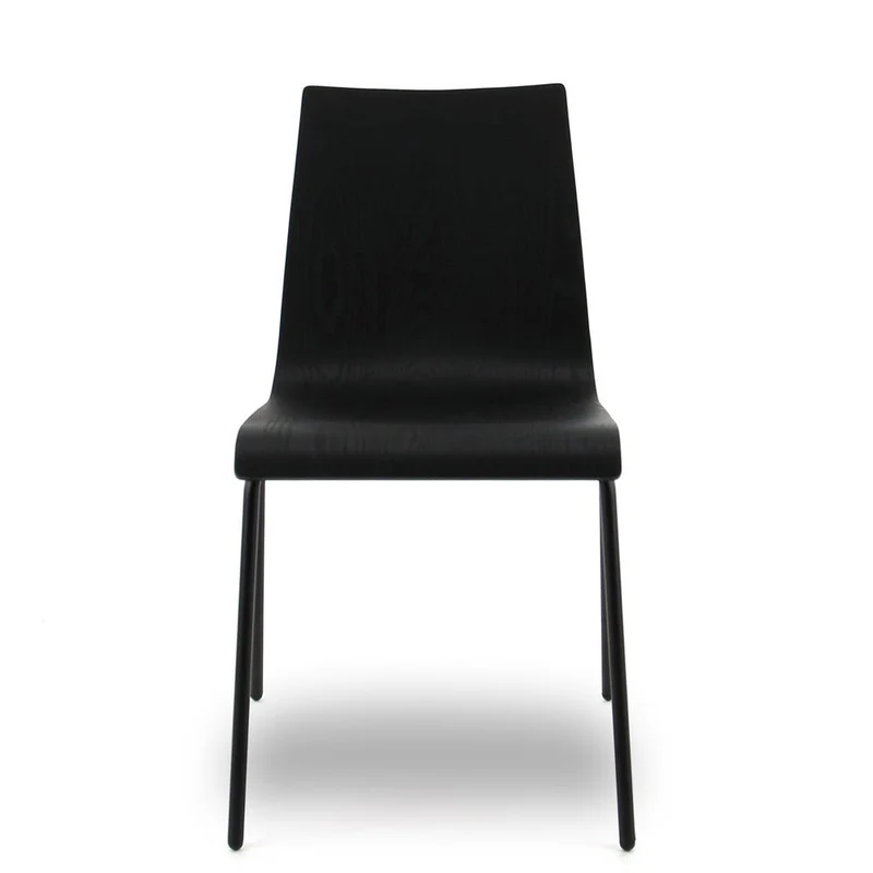 Stapelstuhl | Designerstuhl | Schwarz | Holzschale Eiche - auf Rechnung kaufen