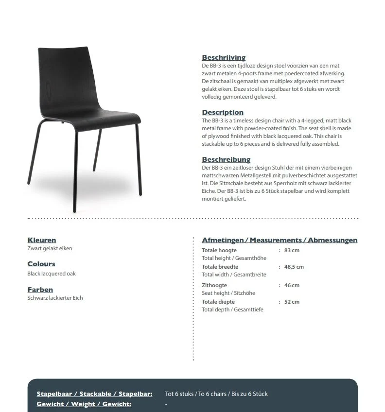 Stapelstuhl | Designerstuhl | Schwarz | Holzschale Eiche - auf Rechnung kaufen