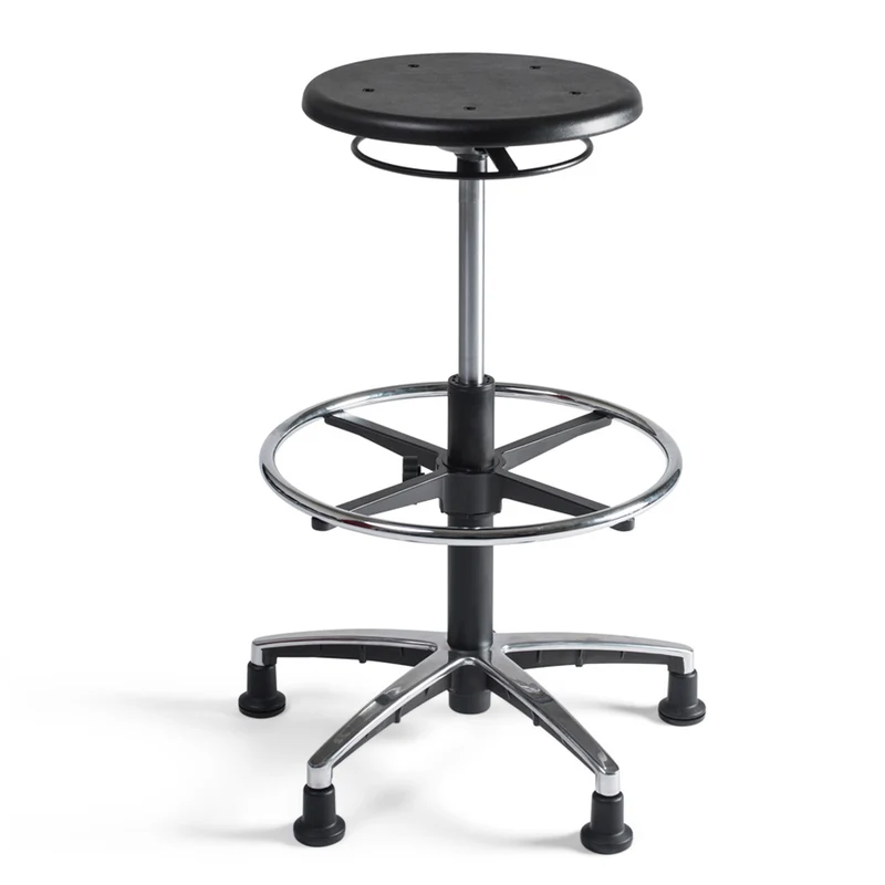 Arbeitshocker Hocker - PU Sitz - hoch mit Fußring - Ringmechanik