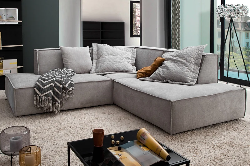 KAWOLA Sofa SAMU Ecksofa Stoff silber