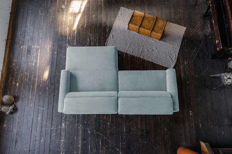 KAWOLA Sofa LAISKA Ecksofa Cord hellblau