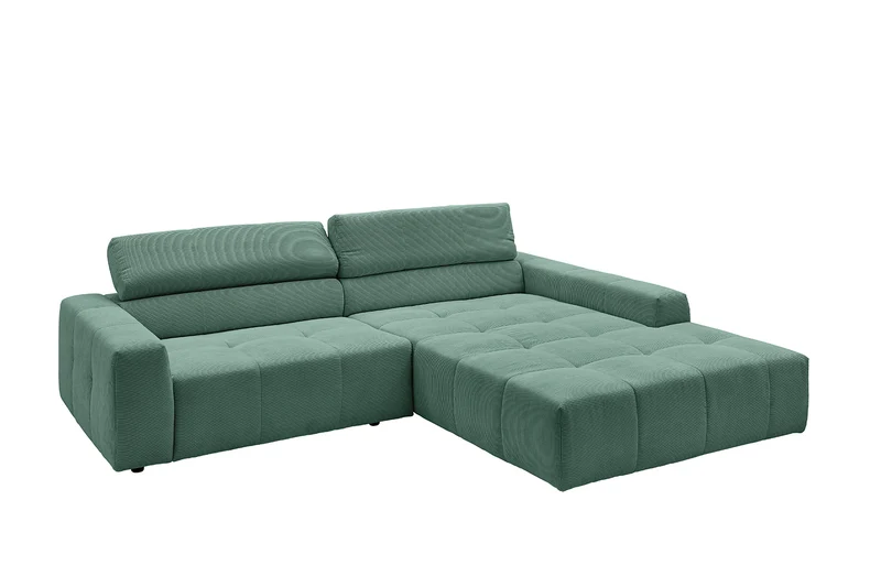 KAWOLA Sofa RENO Ecksofa Feincord grün