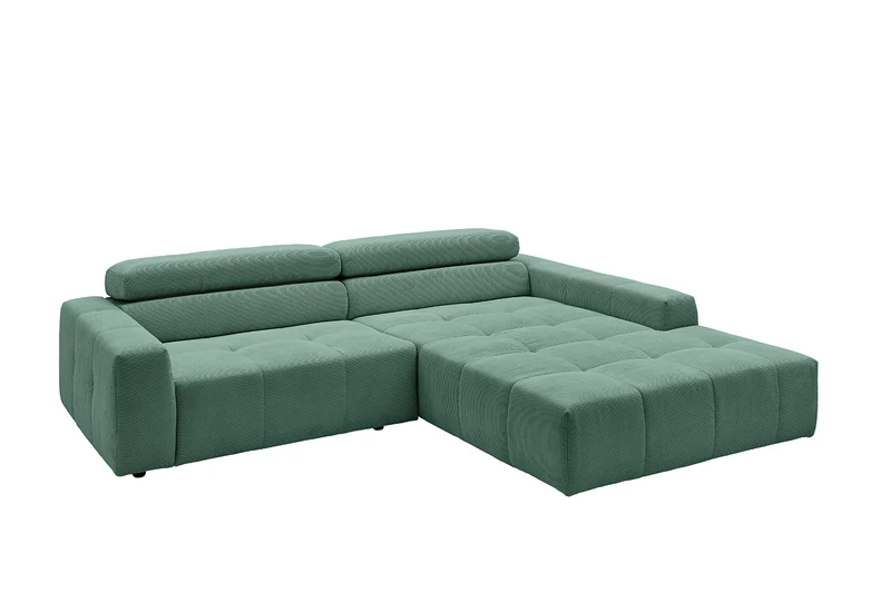 KAWOLA Sofa RENO Ecksofa Feincord grün