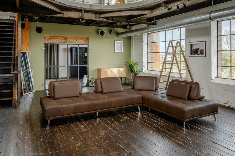 KAWOLA Sofa WIOLO Ecksofa Leder dunkelbraun