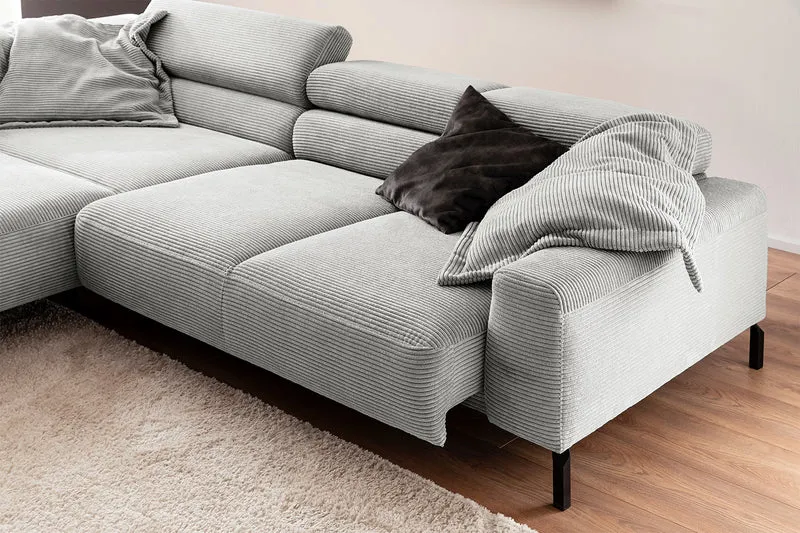 KAWOLA Sofa DELIA Ecksofa Cord hellgrau