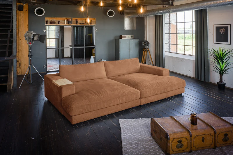 KAWOLA Big Sofa MADELINE Cord rost