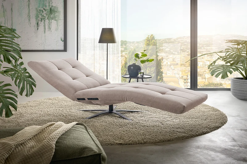 KAWOLA Relaxliege LETICIA motorisch Feincord beige