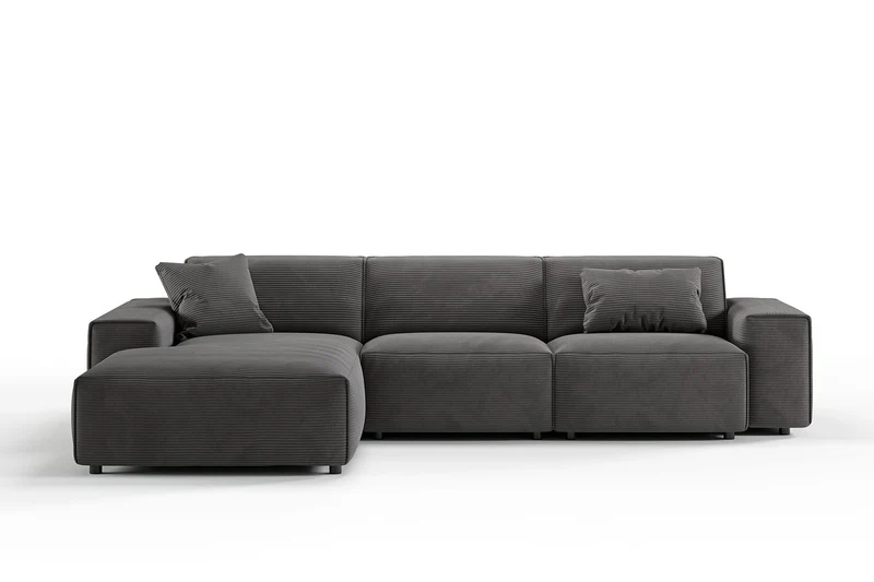 KAWOLA Sofa RANI Ecksofa Cord grau