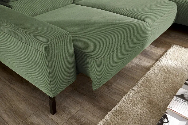 KAWOLA Sofa DELIA Ecksofa Feincord olivgrün