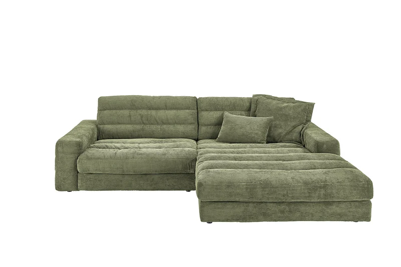 KAWOLA Sofa LANA Ecksofa Cord olivgrün
