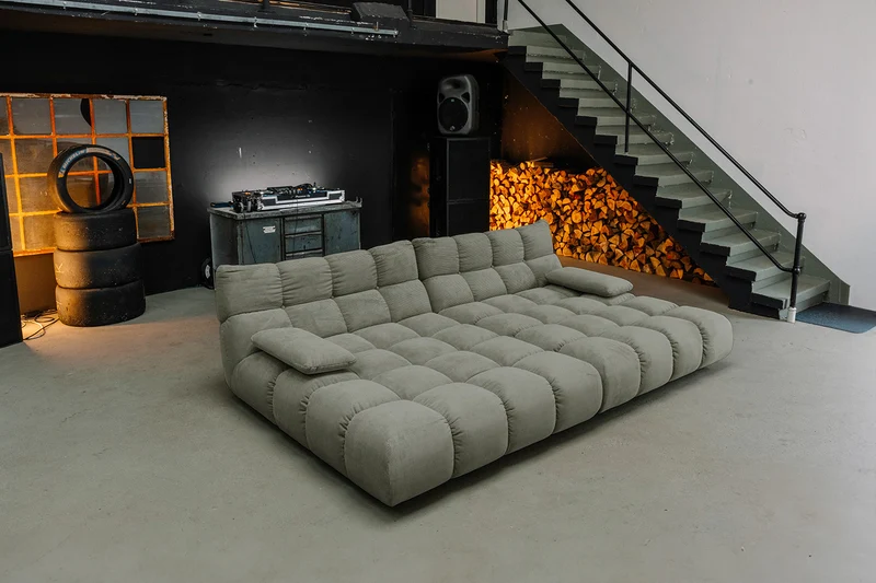 KAWOLA Big Sofa VIVIEN Feincord olivgrün
