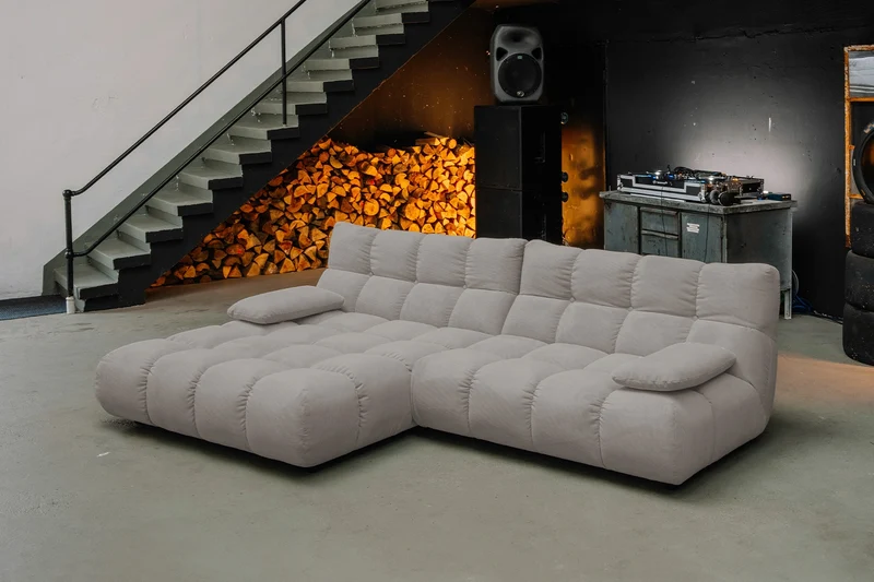KAWOLA Sofa VIVIEN Ecksofa Feincord grau