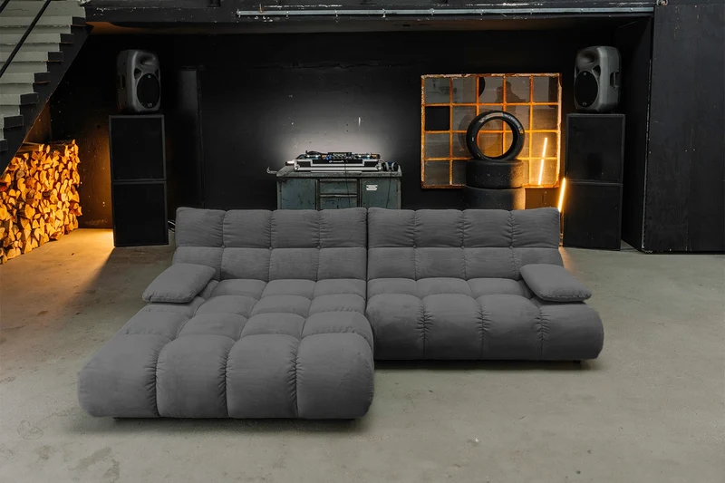 KAWOLA Sofa VIVIEN Ecksofa Feincord anthrazit