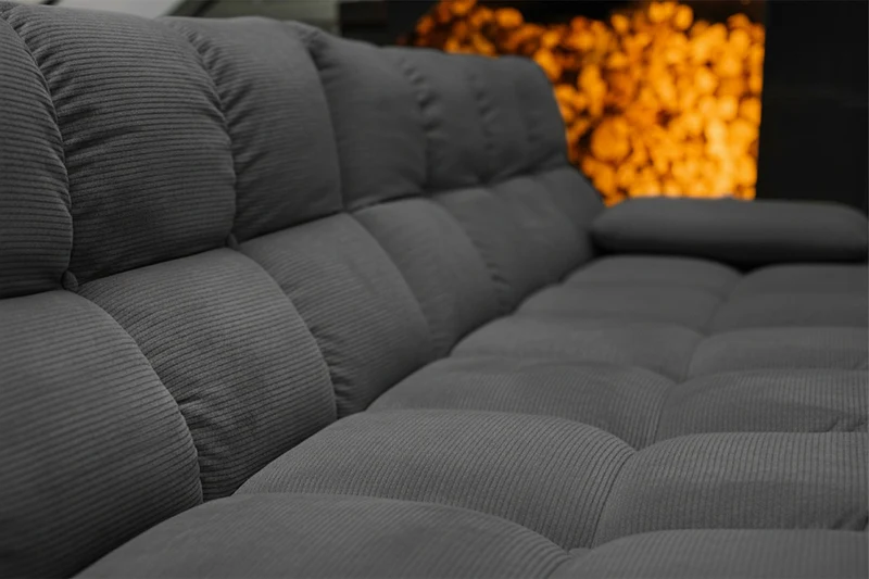 KAWOLA Sofa VIVIEN Ecksofa Feincord anthrazit