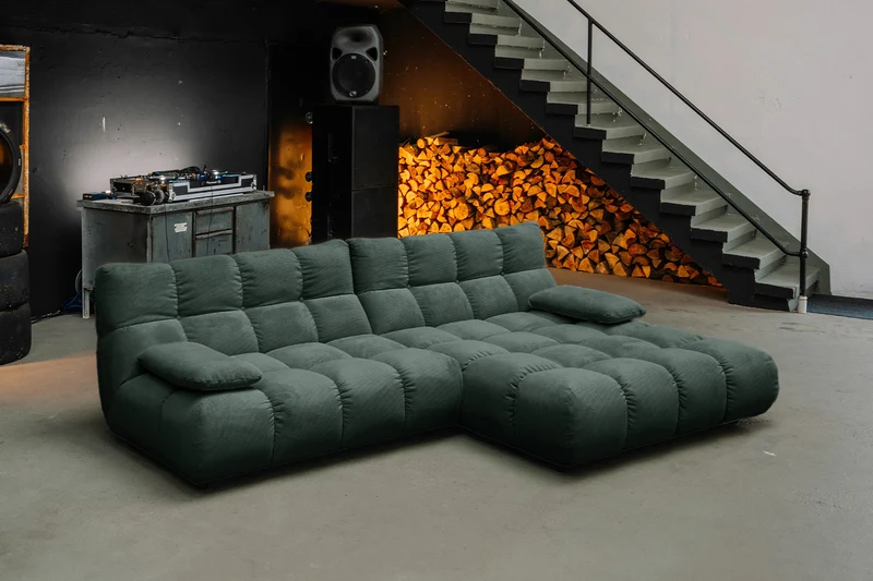 KAWOLA Sofa VIVIEN Ecksofa Feincord grün