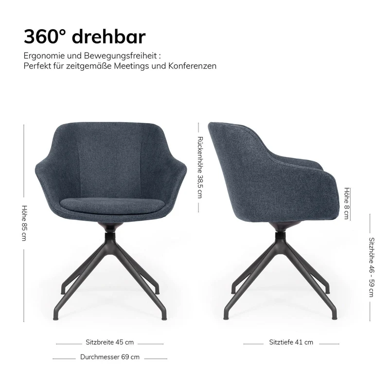 lento Drehstuhl Smart Cosy Z high | Konferenzstuhl | Besucherstuhl | mit Wippfunktion