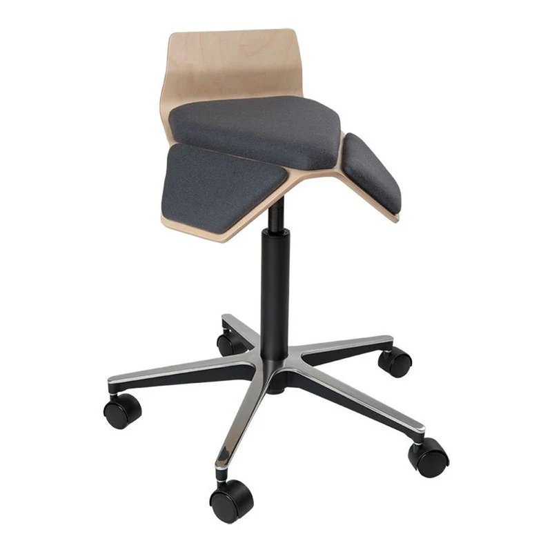 myKolme ILOA Smile | Hocker Rollhocker | Sattelhocker | Rückenlehne | Gestell Schwarz