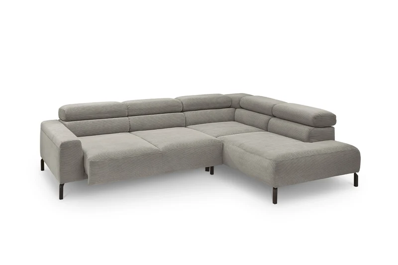 KAWOLA Sofa DELIA Ecksofa Feincord grau