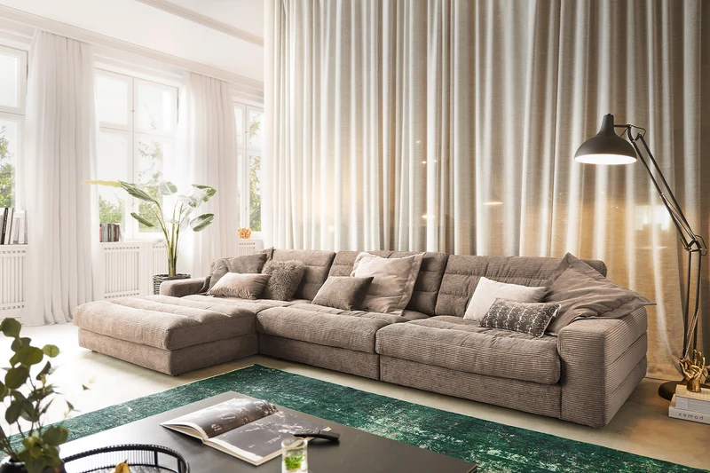 KAWOLA Sofa LANA XL Ecksofa Cord taupe