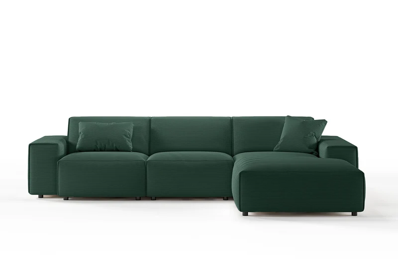 KAWOLA Sofa RANI Ecksofa Cord smaragd
