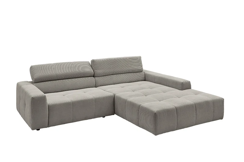 KAWOLA Sofa RENO Ecksofa Feincord grau