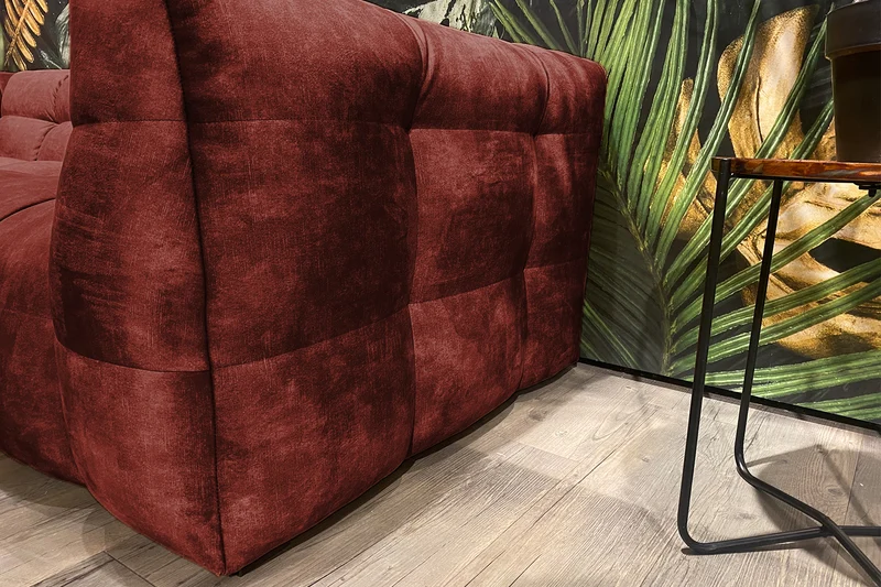 KAWOLA Sofa ROSARIO Velvet bordeaux