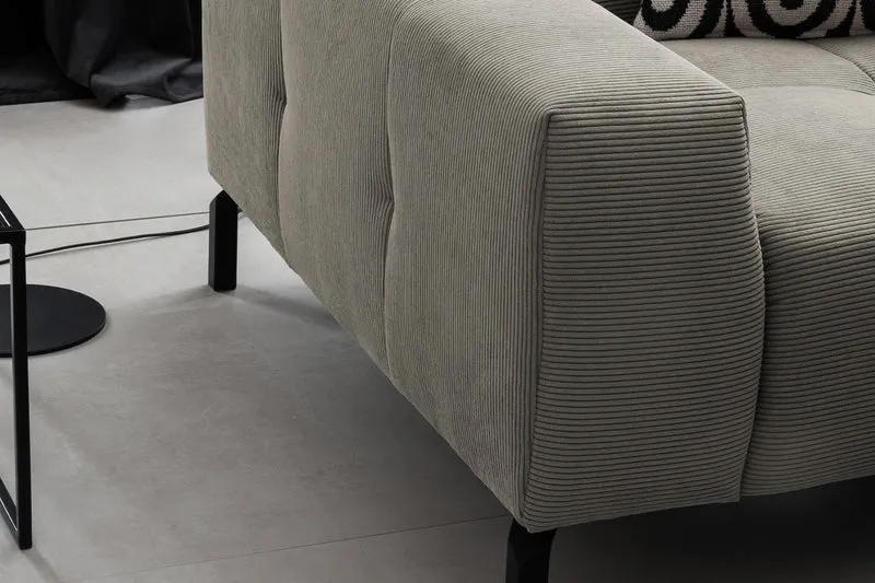 KAWOLA Sofa OHIO Ecksofa Feincord grau