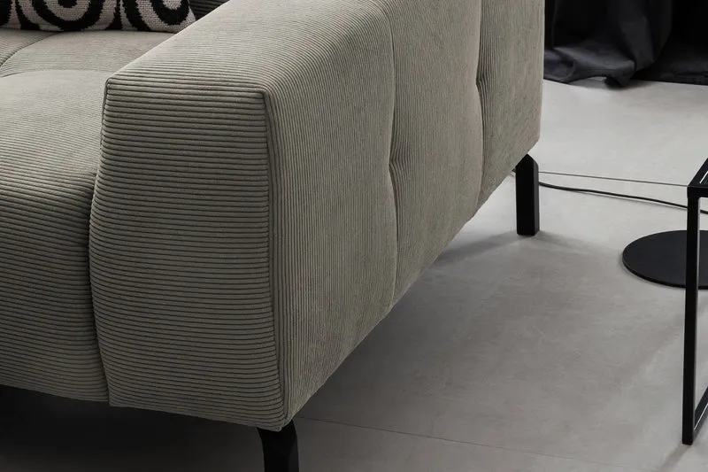 KAWOLA Sofa OHIO Ecksofa Feincord grau