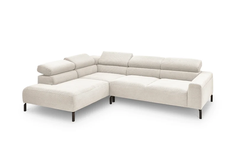 KAWOLA Sofa DELIA Ecksofa Feincord weiß
