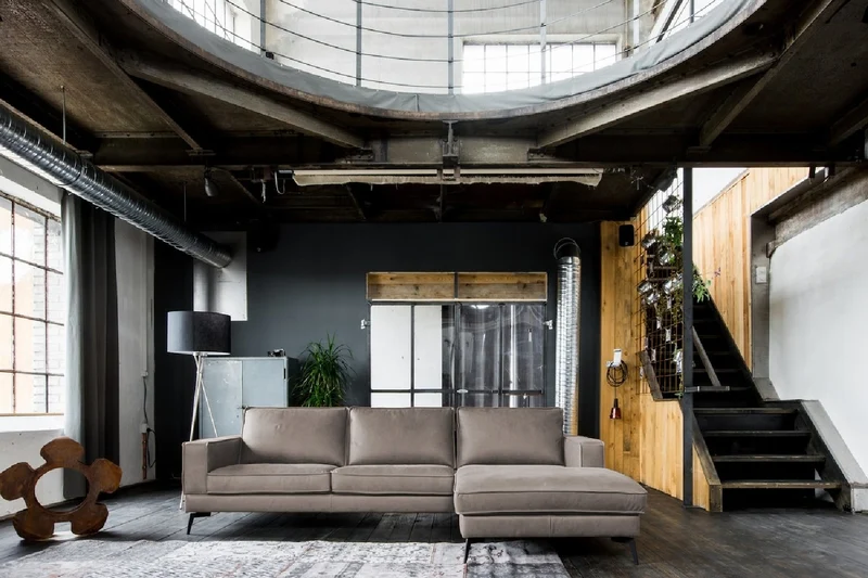 KAWOLA Sofa BLOOM Ecksofa Leder hellgrau