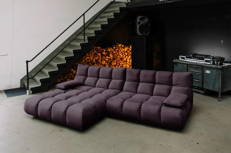 KAWOLA Sofa VIVIEN Ecksofa Velvet purple