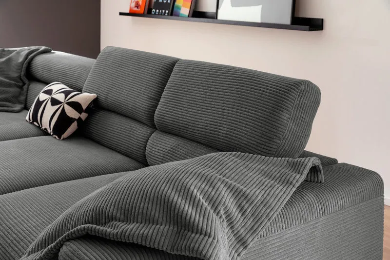 KAWOLA Sofa DELIA Ecksofa Cord grau