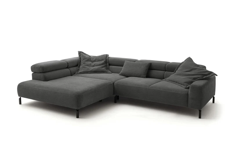 KAWOLA Sofa DELIA Ecksofa Cord grau