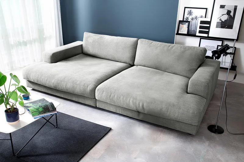 KAWOLA Big Sofa MADELINE Stoff silber