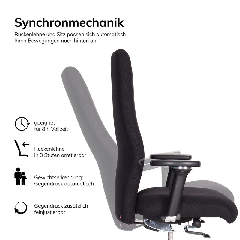 lento Ergonomischer Bürostuhl XL Agilis AG12 - Schwerlaststuhl bis 200 KG