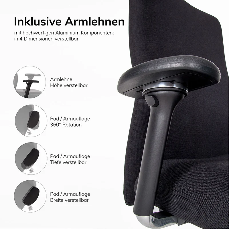 lento Ergonomischer Bürostuhl XL Agilis AG12 - Schwerlaststuhl bis 200 KG