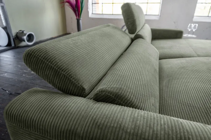KAWOLA Sofa LAISKA Ecksofa Cord olivgrün