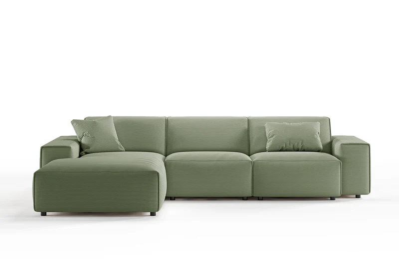 KAWOLA Sofa RANI Ecksofa Cord olivgrün