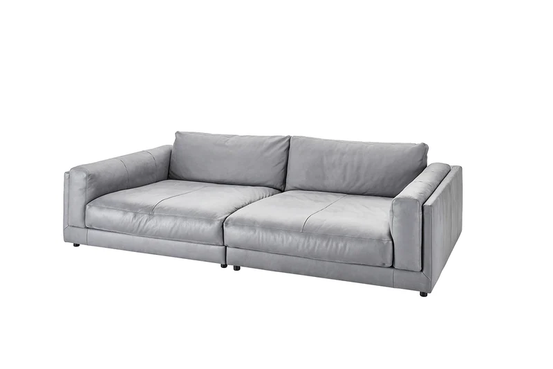 KAWOLA Big Sofa RAINA Leder grau