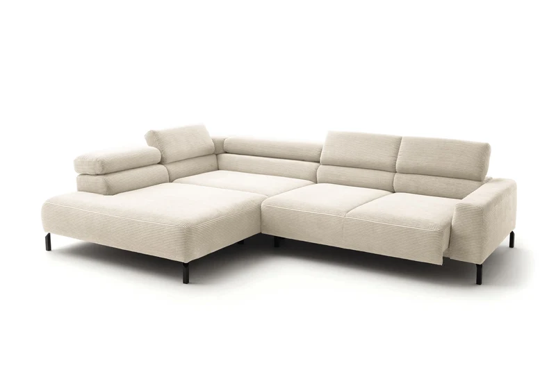 KAWOLA Sofa DELIA Ecksofa Cord cremeweiß
