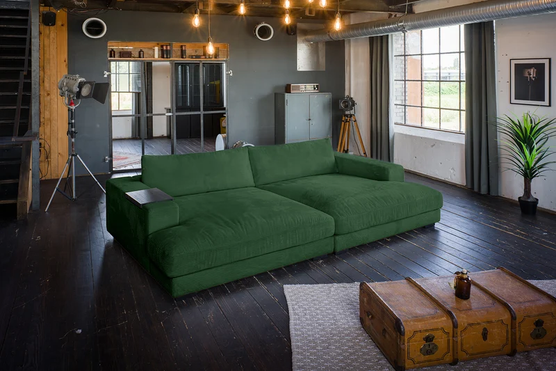 KAWOLA Big Sofa MADELINE Cord smaragd