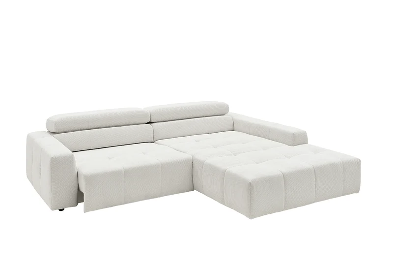 KAWOLA Sofa RENO Ecksofa Feincord weiß