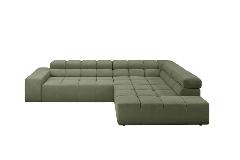 KAWOLA Sofa NEVADA Ecksofa Feincord olivgrün