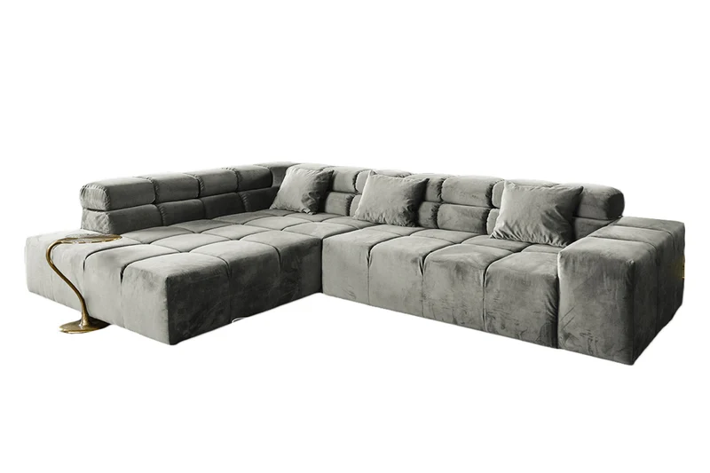 KAWOLA Sofa NEVADA Ecksofa Velvet silber