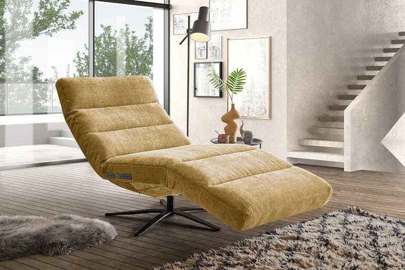 KAWOLA Relaxliege ALINA motorisch Cord Vintage senf