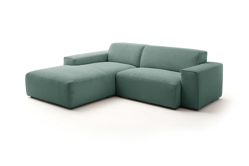KAWOLA Sofa RANI Ecksofa Feincord grün